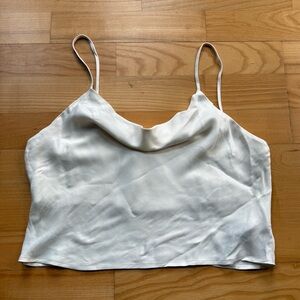 Zara satin ivory cowl neck tank top